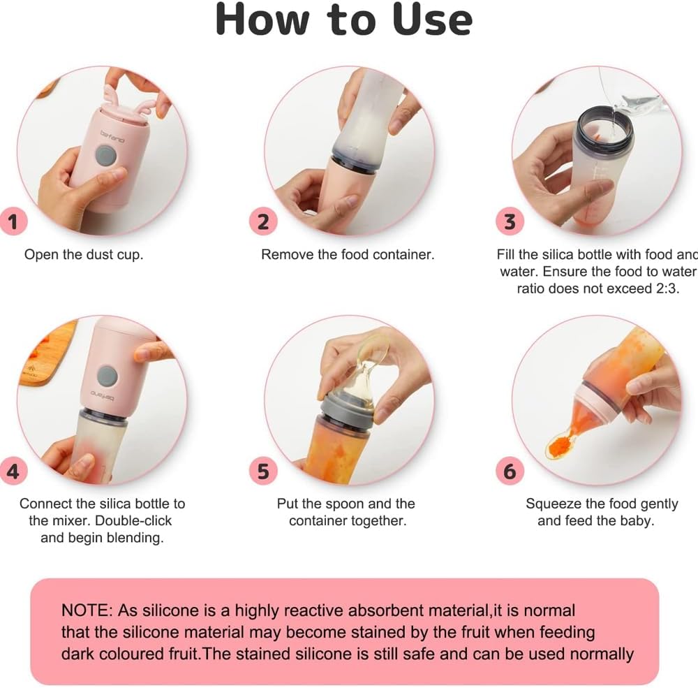 NurtureBlend™ Baby Feeding Spoon with Silica Bottle and Blender