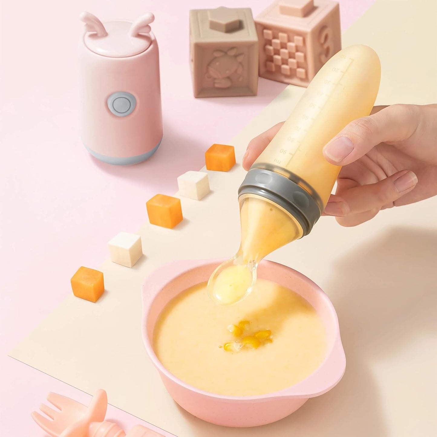 NurtureBlend™ Baby Feeding Spoon with Silica Bottle and Blender