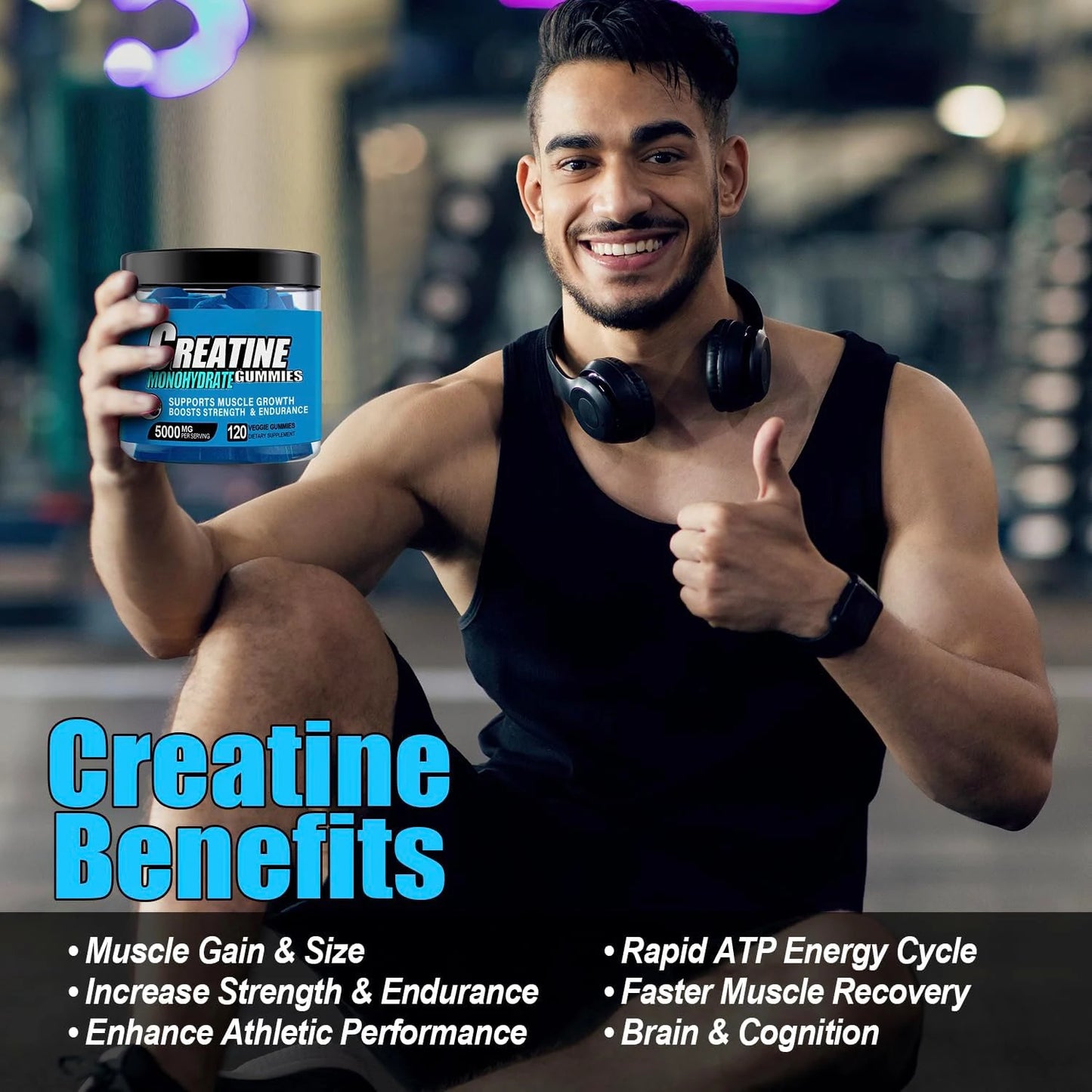 Blueberry Bliss Creatine Monohydrate Gummies 5g (120pcs)