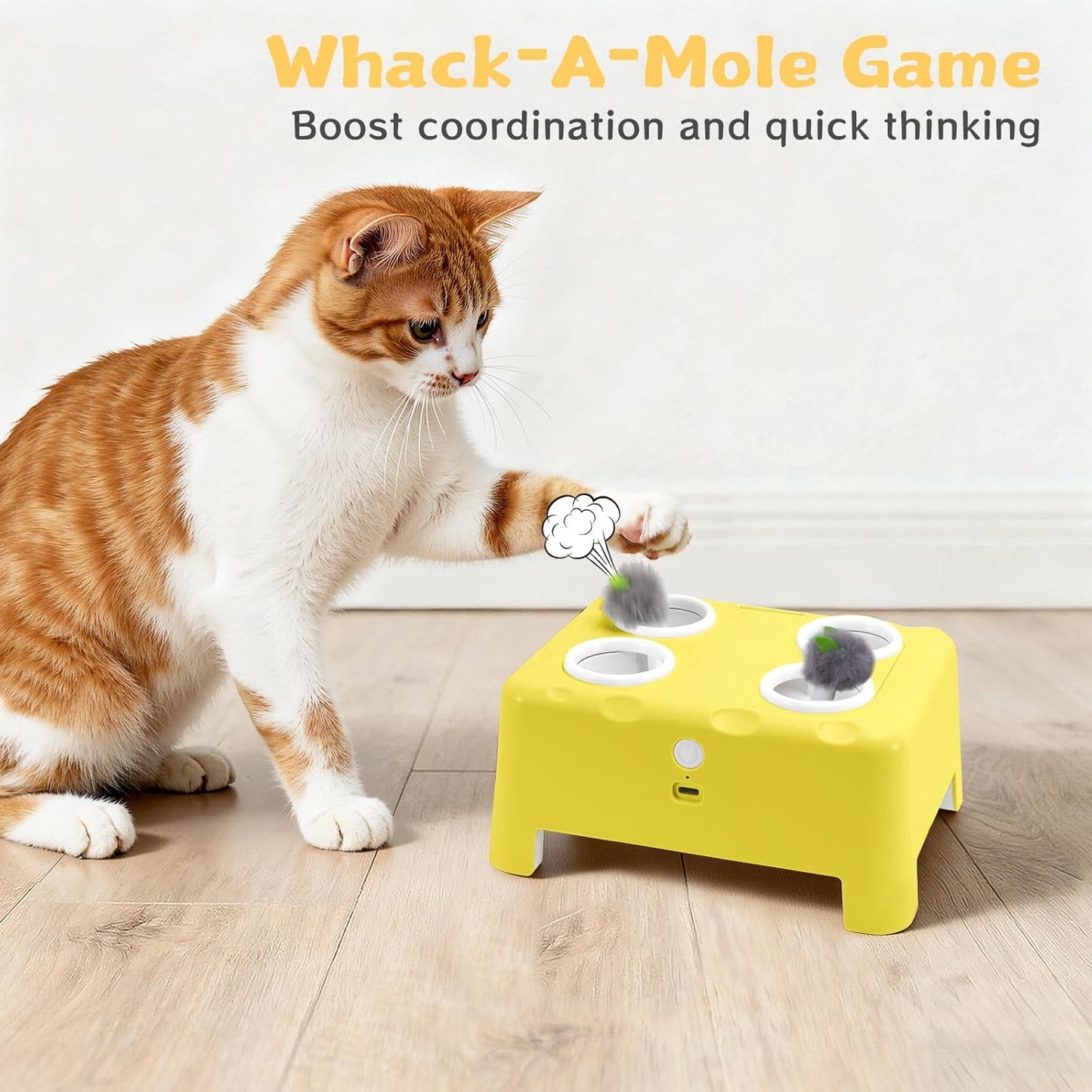 PouncePatrol™ Whack-A-Mole Interactive Cat Toy