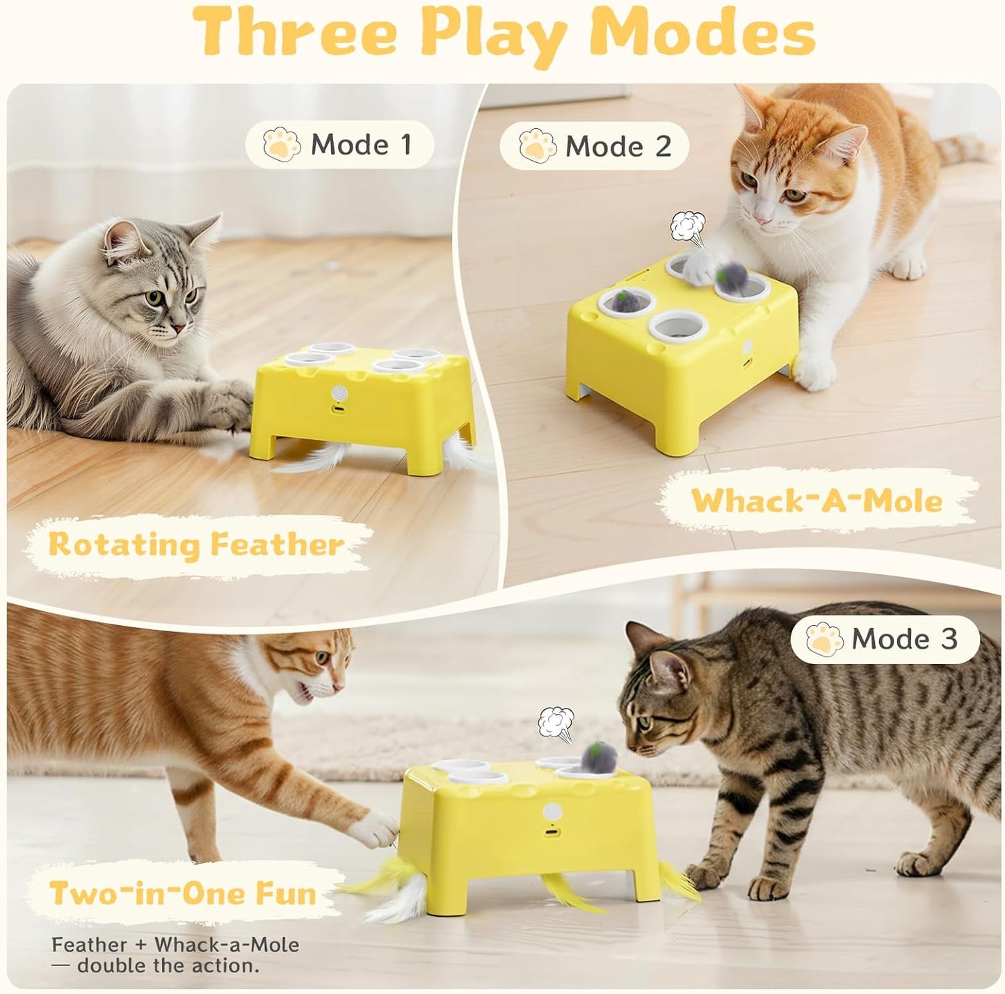 PouncePatrol™ Whack-A-Mole Interactive Cat Toy