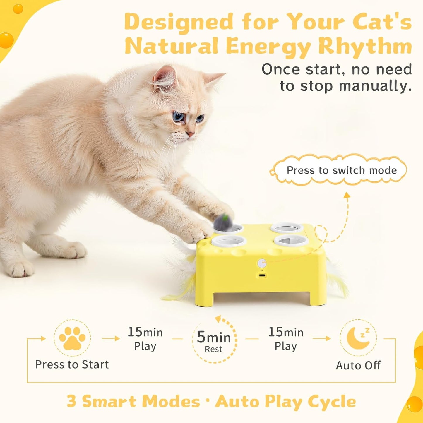 PouncePatrol™ Whack-A-Mole Interactive Cat Toy