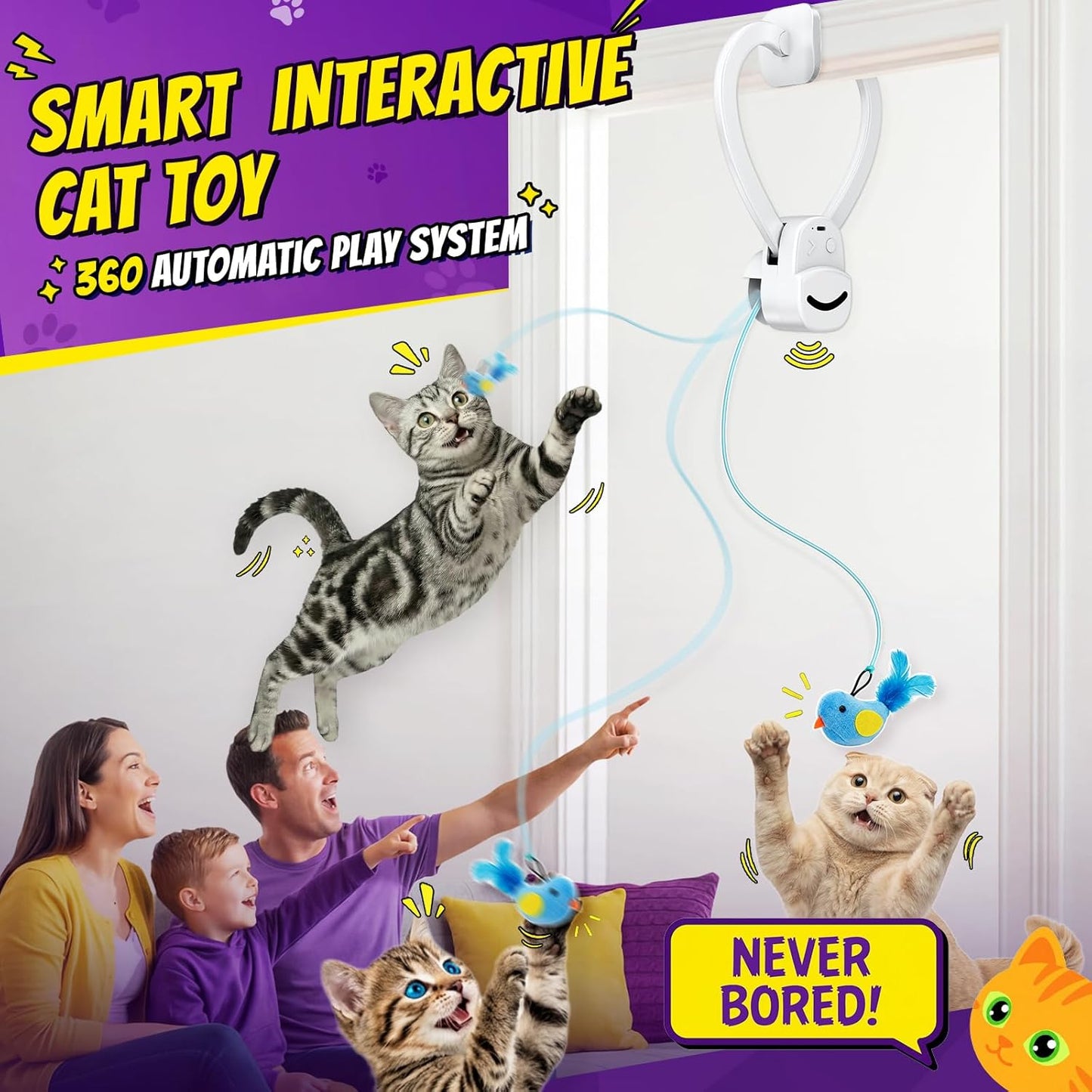 FlutterChase™ - Interactive Cat Door Toy