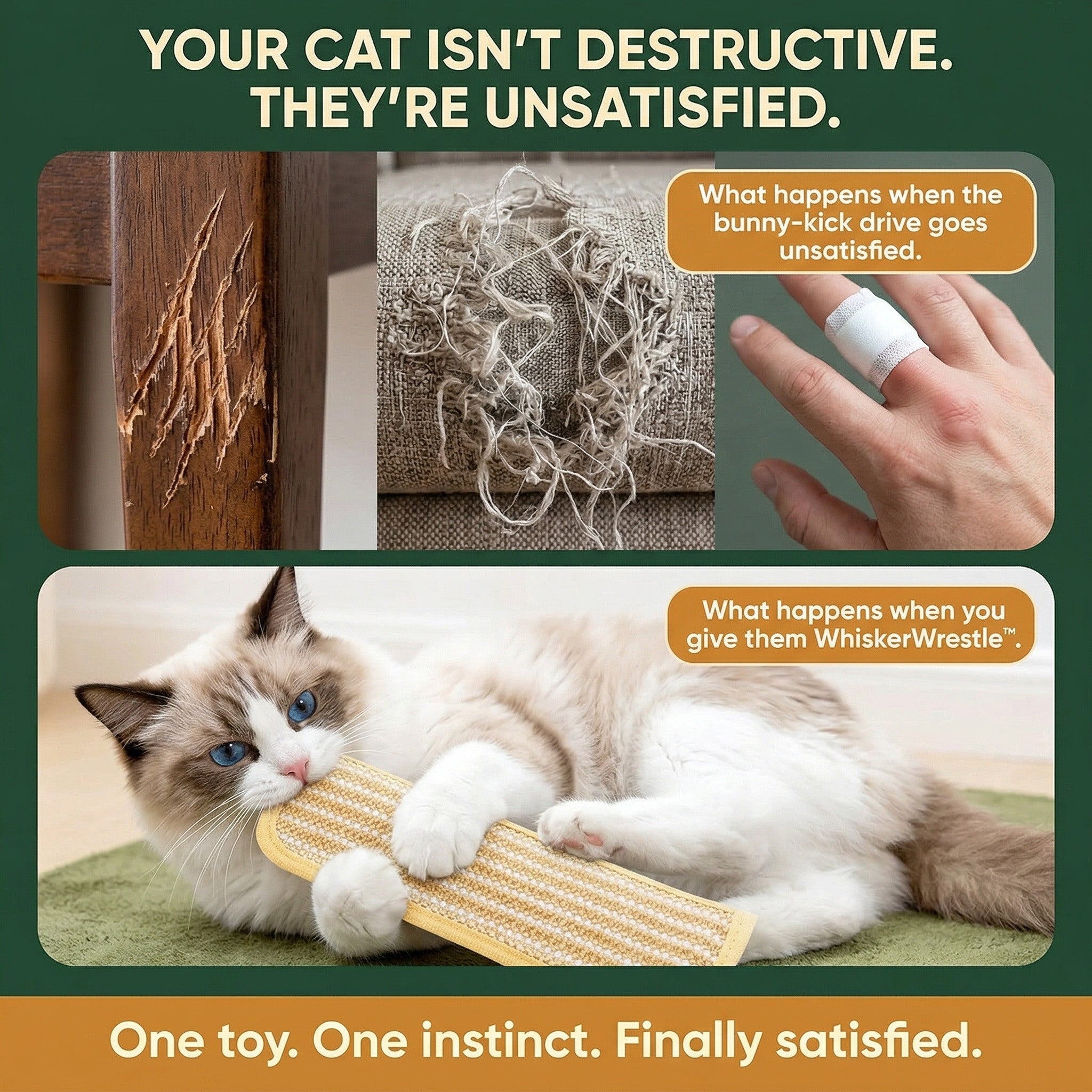 WhiskerWrestle™ Primal Kicker & Chew Toy